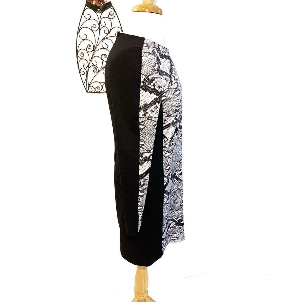 🎉HP🎉Michael Michael Kors Midi Blk/Wht Snakeskin Print Dress (Size 8) - Picture 6 of 8